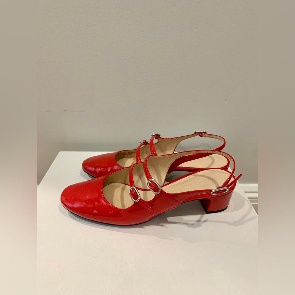 Charles & Keith Red Patent Mary-Jane Slingback Flats